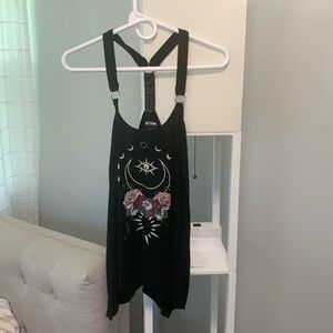 Hot Topic Flowy Gothic Emo Floral Strappy O Ring Tank Top Blouse Small
